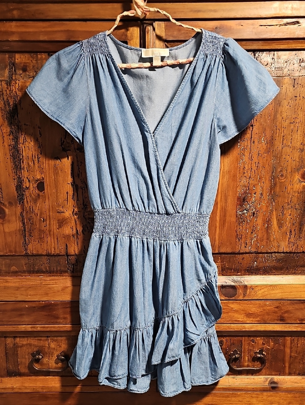 Michael Kors-Light Blue Chambray Wrap Summer Dress